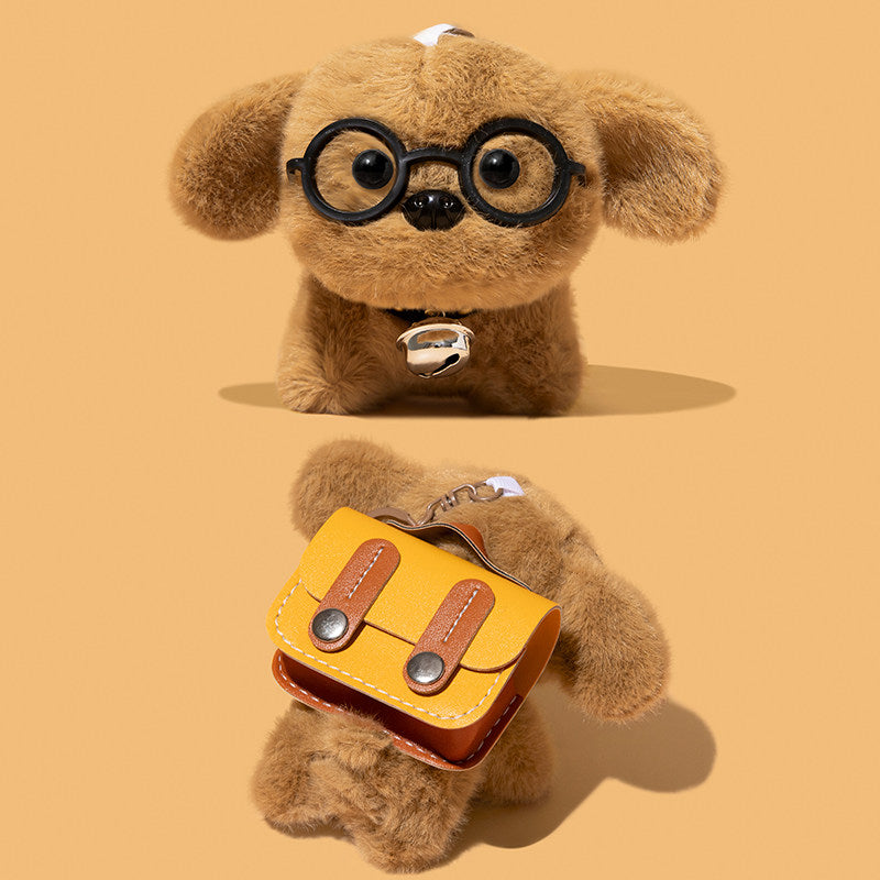 Cute Puppy AirPods Case Cover for AirPods Pro 2, AirPods 4, AirPods Pro, AirPods 3, Soft Plush Knit Protective Case with Keychain
