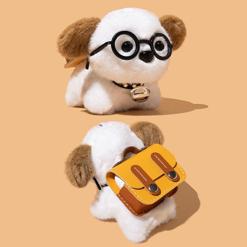 Cute Puppy AirPods Case Cover for AirPods Pro 2, AirPods 4, AirPods Pro, AirPods 3, Soft Plush Knit Protective Case with Keychain