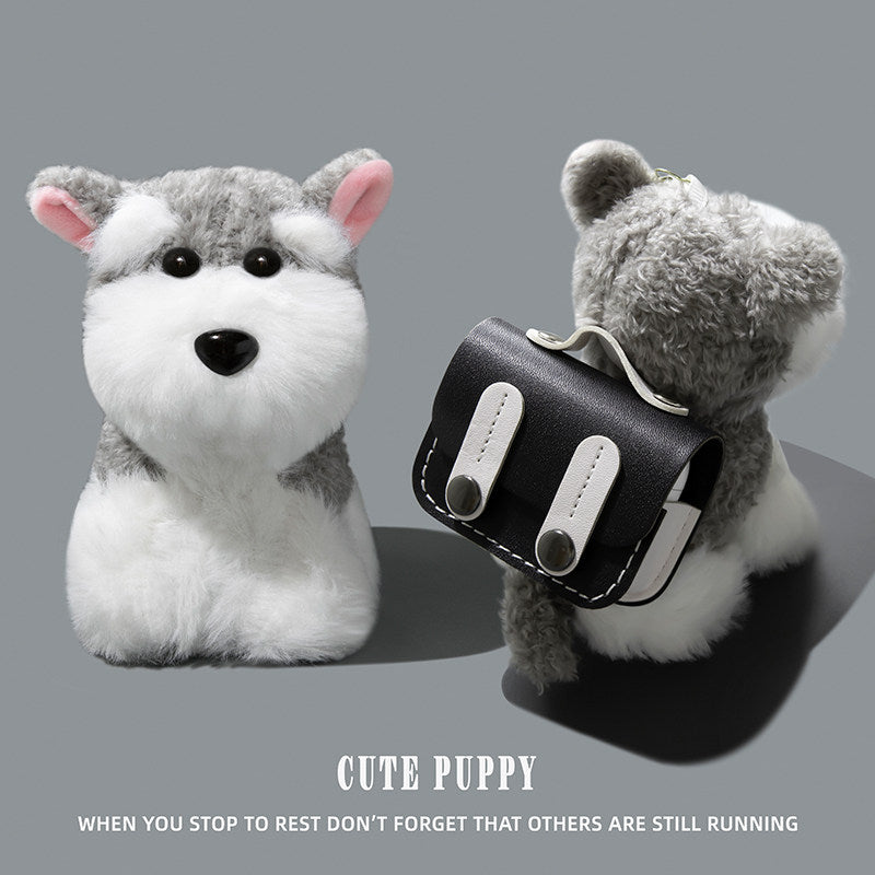 Cute Puppy AirPods Case Cover for AirPods Pro 2, AirPods 4, AirPods Pro, AirPods 3, Soft Plush Knit Protective Case with Keychain