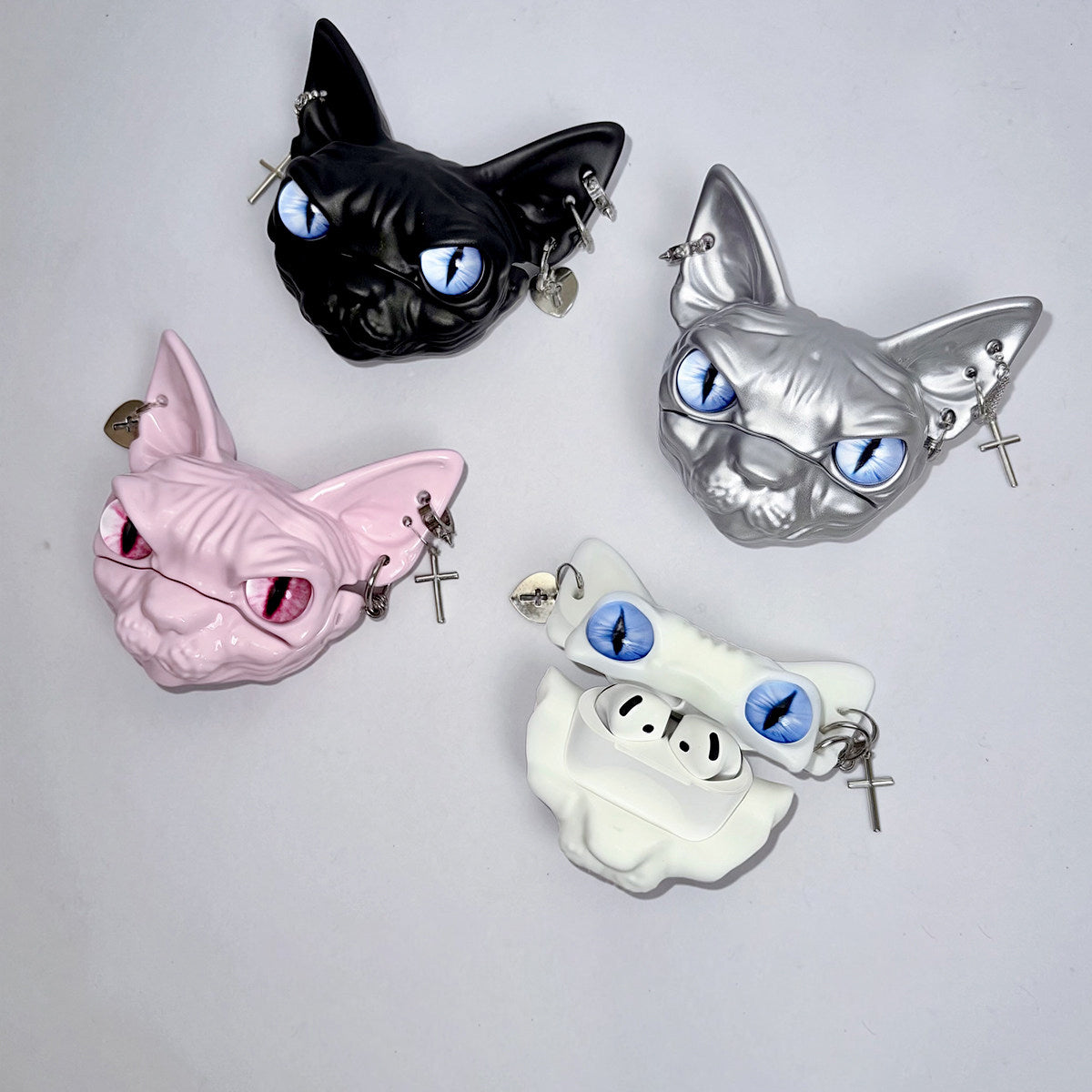 Sphynx Cat AirPods Case – Gothic Protective Cover Compatible with AirPods Pro 2, AirPods 4 & AirPods 3