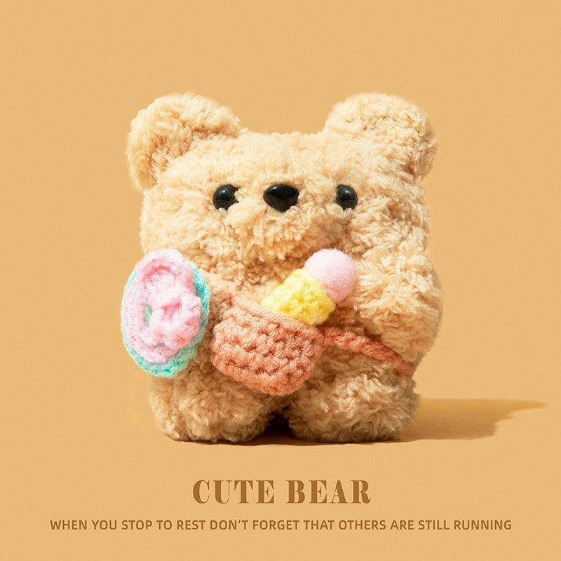 Cute Puppy AirPods Case Cover for AirPods Pro 2, AirPods 4, AirPods Pro, AirPods 3, Soft Plush Knit Protective Case with Keychain