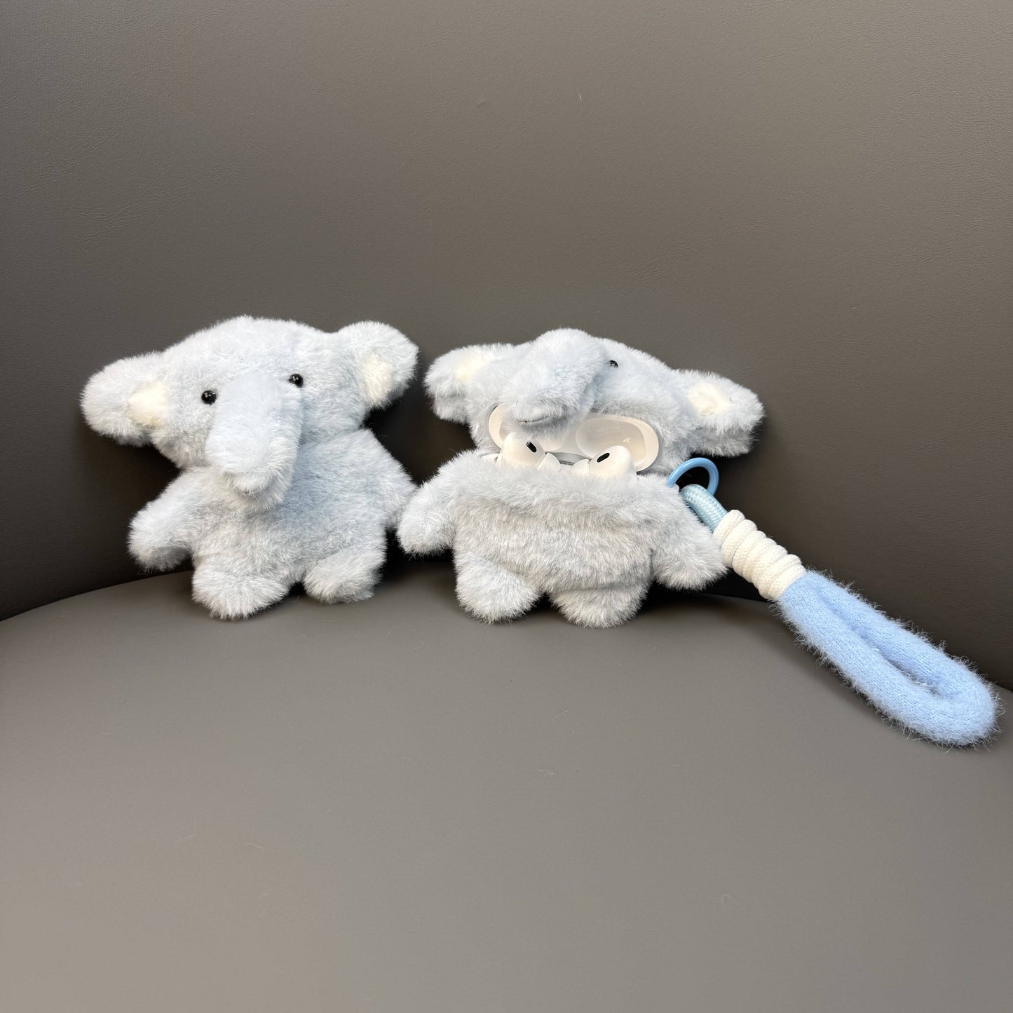 Blue Elephant Plush AirPods Case for AirPods Pro 2, AirPods Pro, AirPods 4 & AirPods 1/2 – Soft Protective Cover